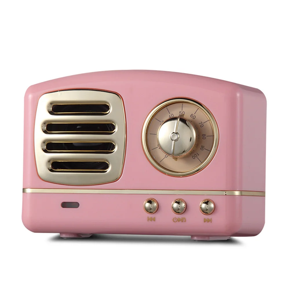 pink Встроенный Bluetooth V4.1 стерео беспроводной винтажный Ретро микрофон динамик HIFI Aux Поддержка Портативный - Цвет: pink