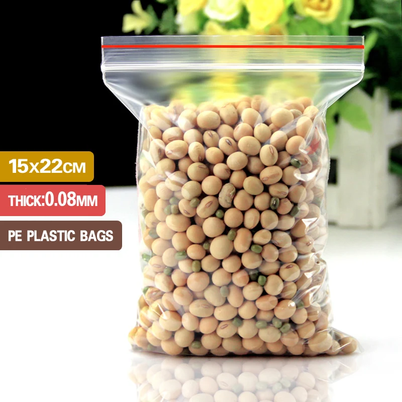

100 pcs 15x22cm Plastic Bags white Grip Self Press Seal Resealable Zip Lock Clear Cookie Cake Candy Bags