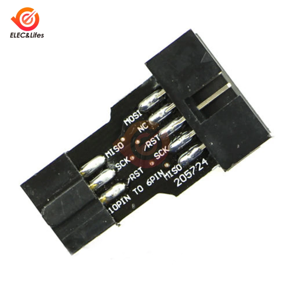 10 Pin до 6 Pin плата адаптера контактный разъем для AVRISP MKII USBASP STK500 AVR ISP плата преобразователя 10 Pin до 6 Pin черный/синий
