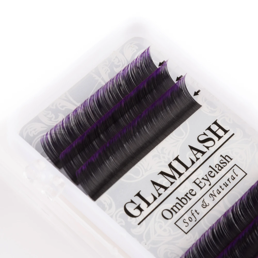 GLAMLASH Ombre Цветные накладные ресницы C curl 8-15 мм градиентные синие фиолетовые ресницы индивидуальные цветные ресницы искусственные ресницы для наращивания