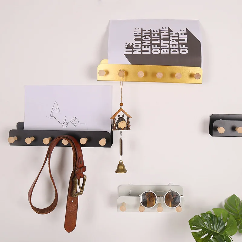 U образная железная стойка для хранения писем деревянные крючки ключей рельсы