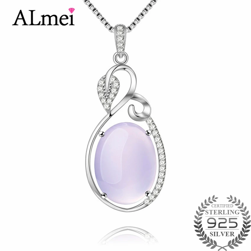 Ожерелье с подвеской из натурального камня Almei Big Chalcedony серебро 925 пробы ювелирные