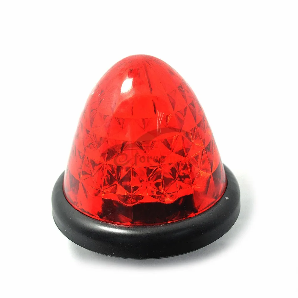 2X 3&quot Red 16-LED Truck Side Marker Lights Round Beehive Clearance Cab Top Roof Bulbs 24V 12V | Assembly