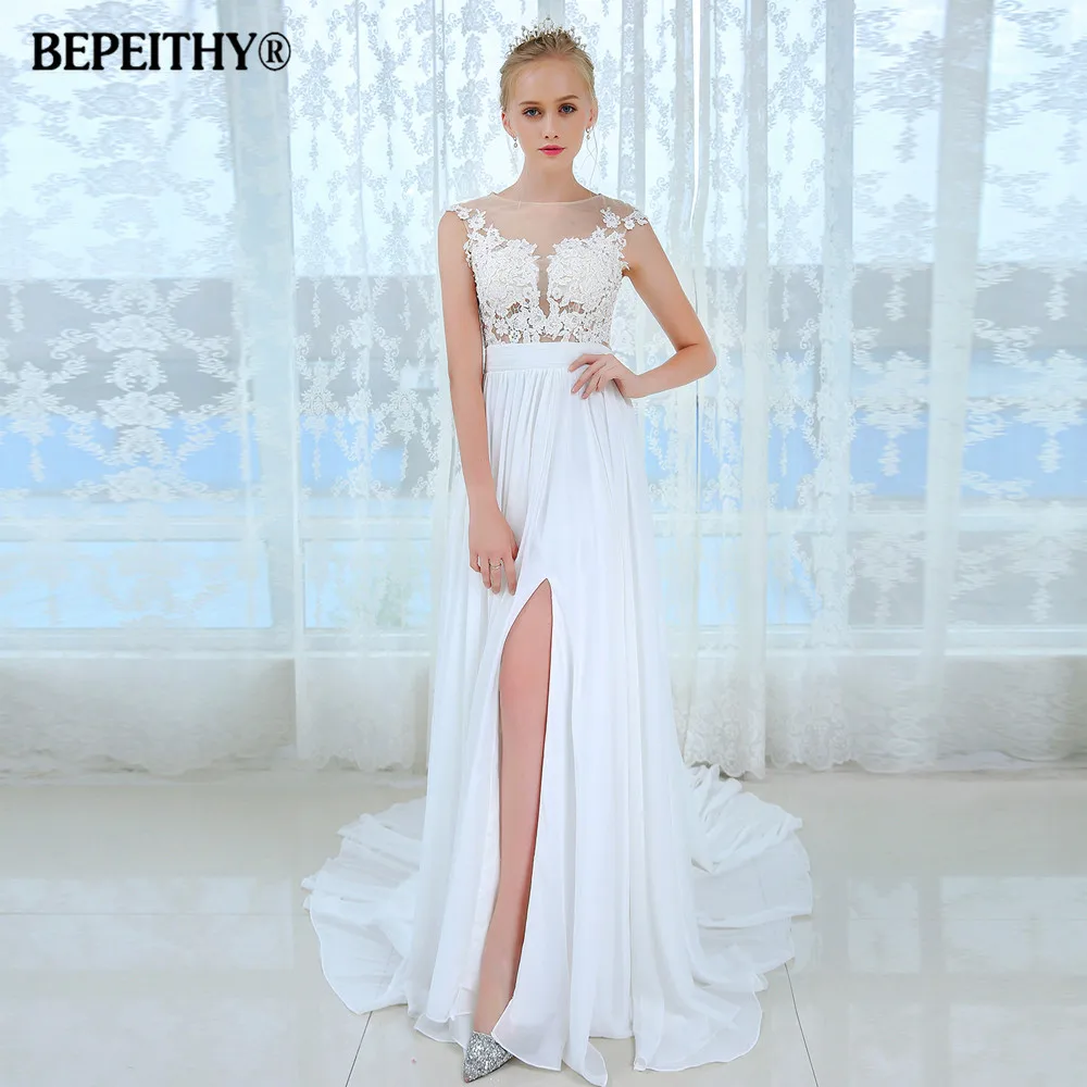 Vestido De Novia, короткий рукав, Пляжное свадебное платье, кружевные сексуальные свадебные платья, шифоновое свадебное платье, горячая распродажа