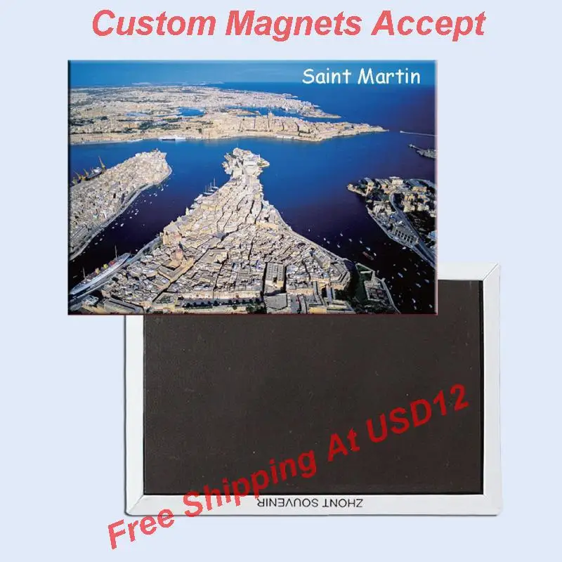 

Decoration Gift Photo Magnets Rectangle 78*54*3 mm Saint Martin Rigid Metal Wrapped Keepsake Refrigerator Magnets 20477