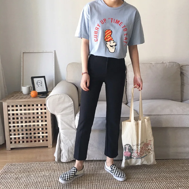 Harajuku Мультфильм Письмо печати Плюс Размеры Повседневное Для женщин футболки 2018