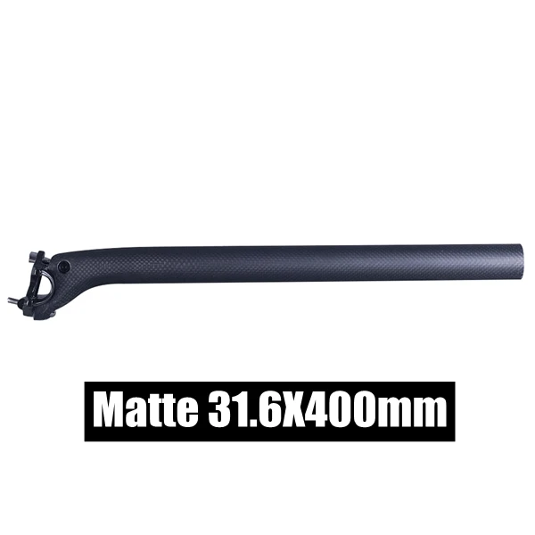 Matte 31.6X400mm Без логотипа труба из углеродистого волокна 3 K из углеродного волокна, подседельный штырь для горного велосипеда, велотренажер Горный Дорожный велосипед Подседельный штырь 27,2/30,8/31,6*350/400 мм - Цвет: Matte 31.6X400mm