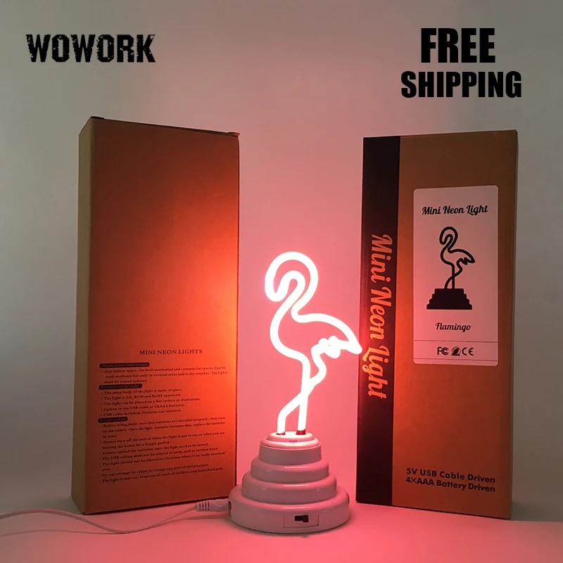 LED СТЕКЛО Неоновый свет Фламинго мартини чашки батареи USB Новогодние товары