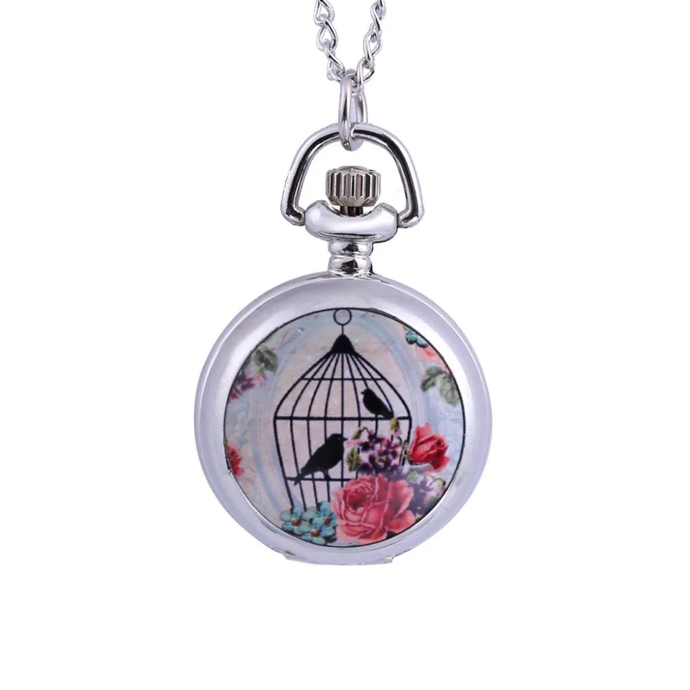 Модные карманные часы унисекс из нержавеющей стали кварцевые женские с принтом