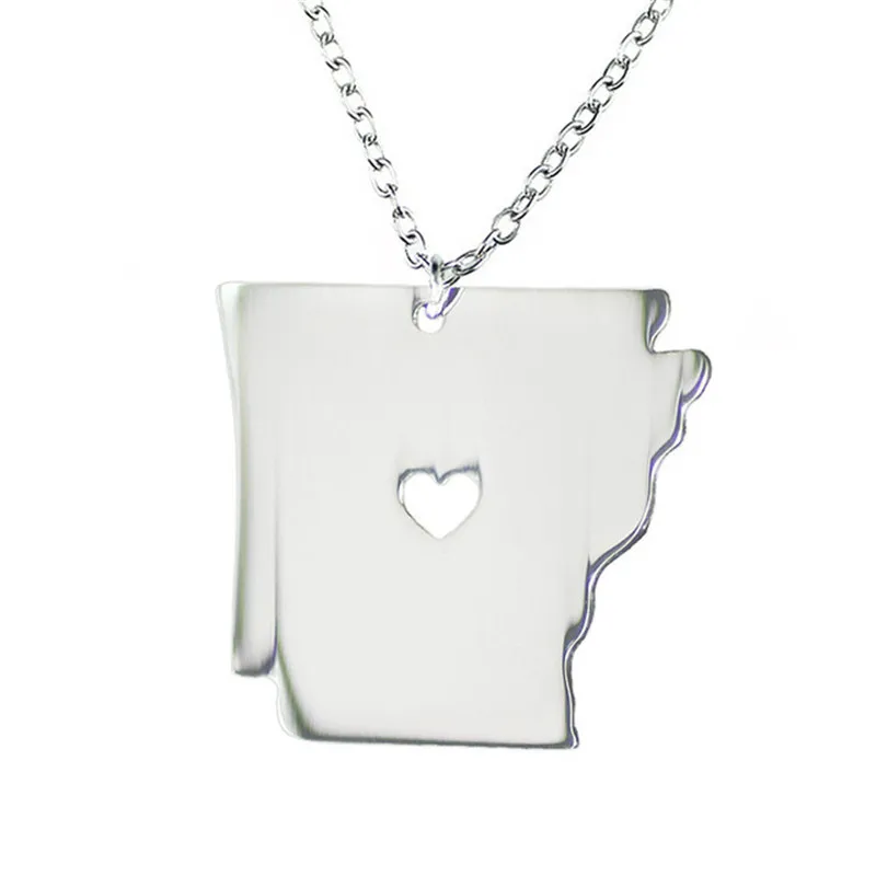 Цепочка с подвеской из нержавеющей стали картой Арканзаса 12 шт./лот|heart pendant|necklace