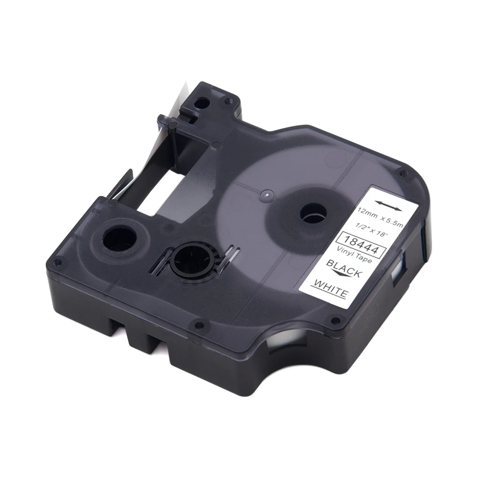Absoonic 12 мм IND виниловый лейбл DYMO Rhino 18444 черный на белой лейбльной ленте