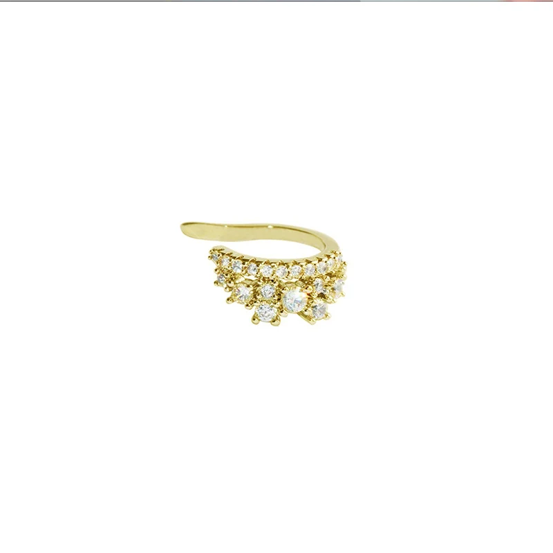 gold crown left Элегантные женские серьги-клипсы в форме короны из кубического циркония, Ретро стиль, полые u-образные серьги в форме короны, без пирсинга, серебряный цвет - Окраска металла: gold crown left