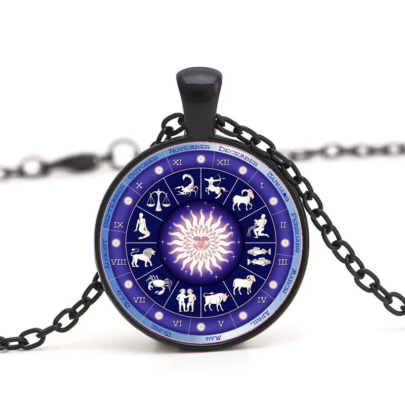 Ожерелье с 12 знаками Зодиака винтажные звезды гороскоп ведьмахство стеклянные