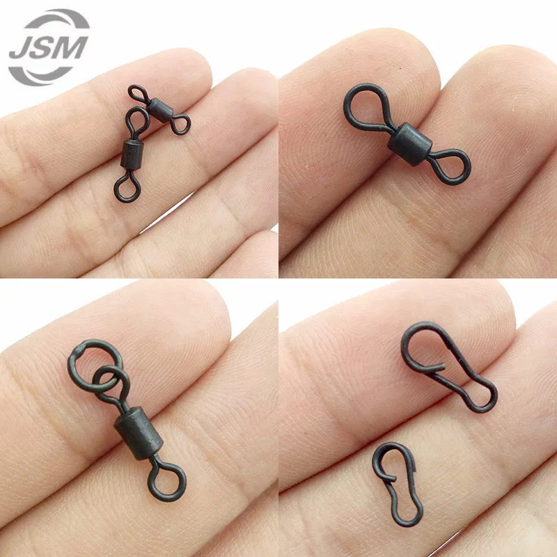 JSM 200 шт. матовый черный Карп для рыбалки быстрая замена Вертлюг длинный корпус
