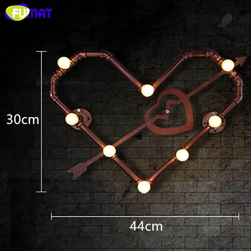 FUMAT Loft American Country Retro Wall Lamps Stairs Aisle Lights for Home Industrial Restaurant Bar Iron Heart Shape Sconce | Лампы и
