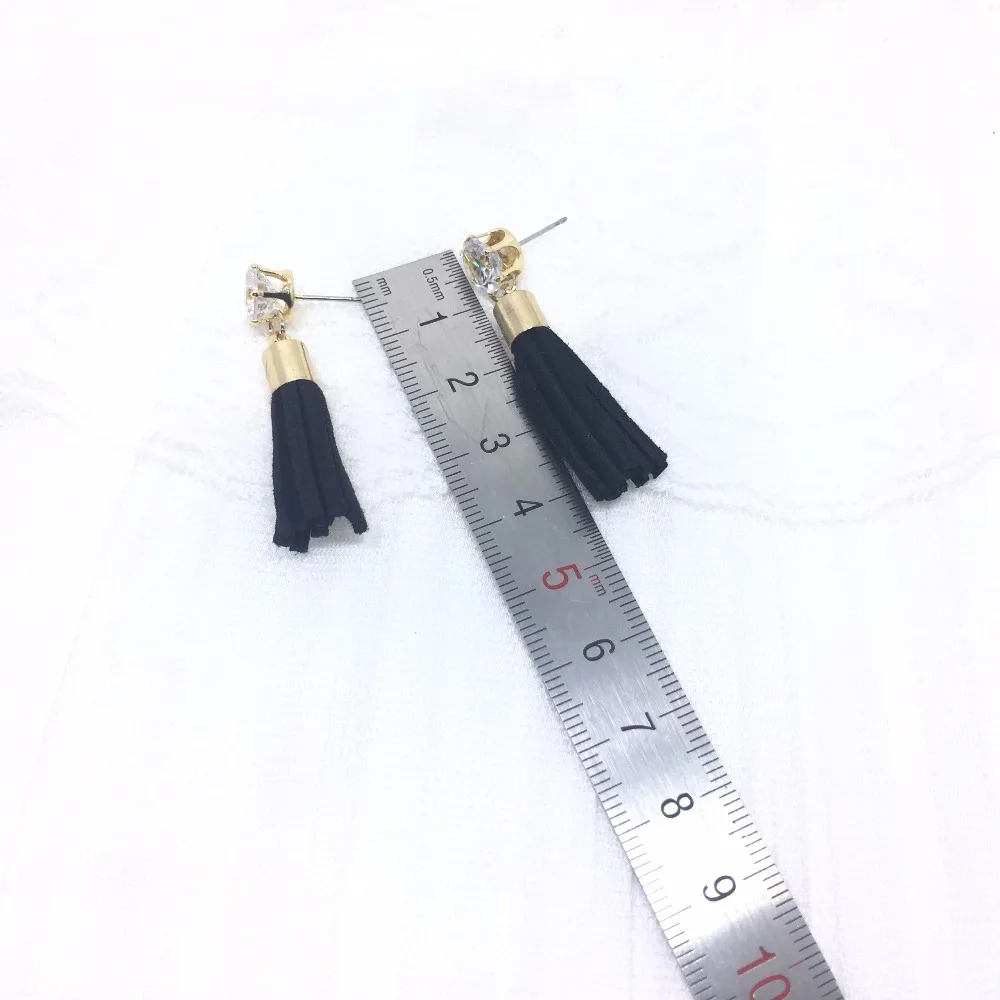 Fashion Drop Earrings Jewelry Wholesale Black Velvet Leather Tassel Dangling Statement Women | Украшения и аксессуары