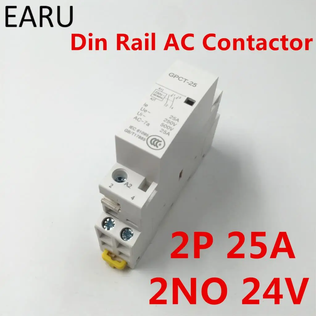 GPCT1 2P 16A 25A 24В 50/60 Гц din рейка бытовой модульный контактор переменного тока модуль 2NO