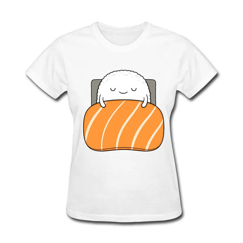 Новая мода смешные суши лосося хлопок футболки женщин|fashion t shirt women|t woment women fashion |