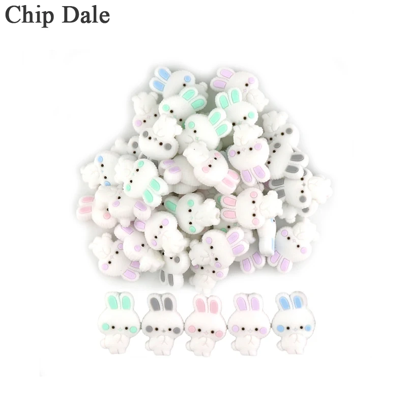 Женские силиконовые бусины в виде милого кролика 20 шт. Очаровательные Подвески