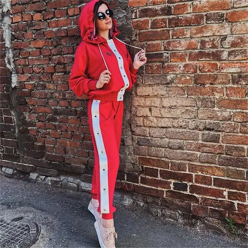 InstaHot осенний дизайн женский комплект из 2 шт., 4 цвета есть фиолетовый цвет худи с пуговицами укороченные штаны женские повседневные комплекты, мода зимы