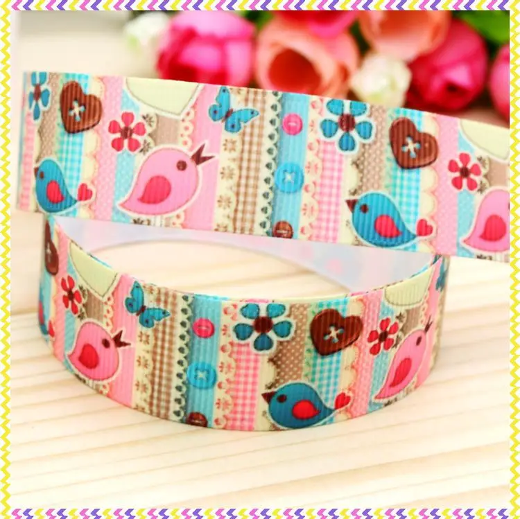 DHK 7/8'' 5yards bird printed grosgrain ribbon headwear hair bow diy party decoration OEM Wholesale 22mm C761 | Дом и сад