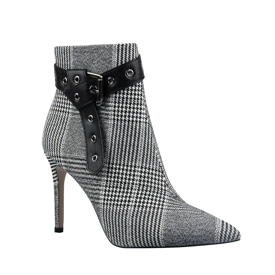 Perixir/женские ботильоны из шерстяной ткани в клетку пикантная женская обувь с