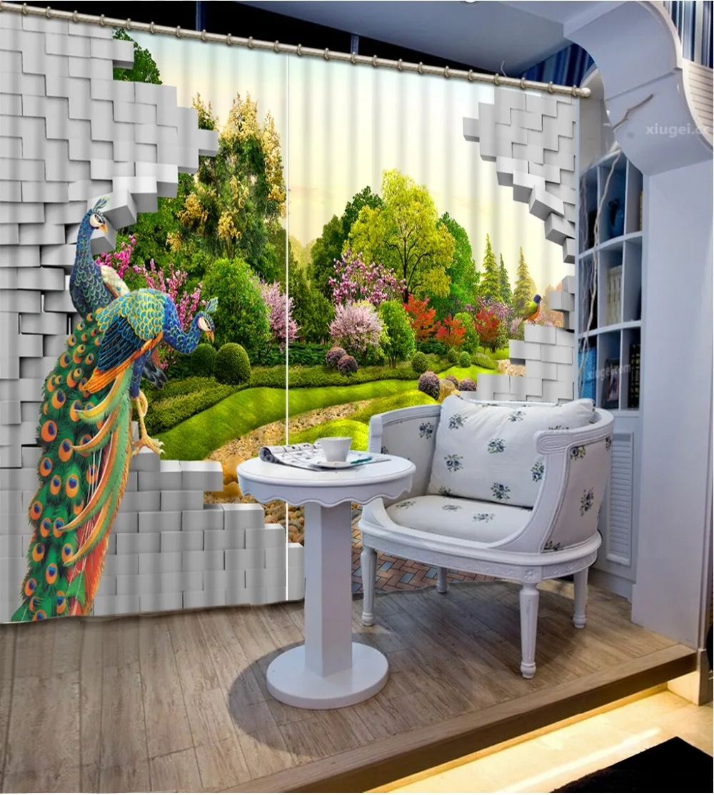 Кирпичные шторы Затемненные Окна Роскошные 3D набор для спальни гостиной офиса