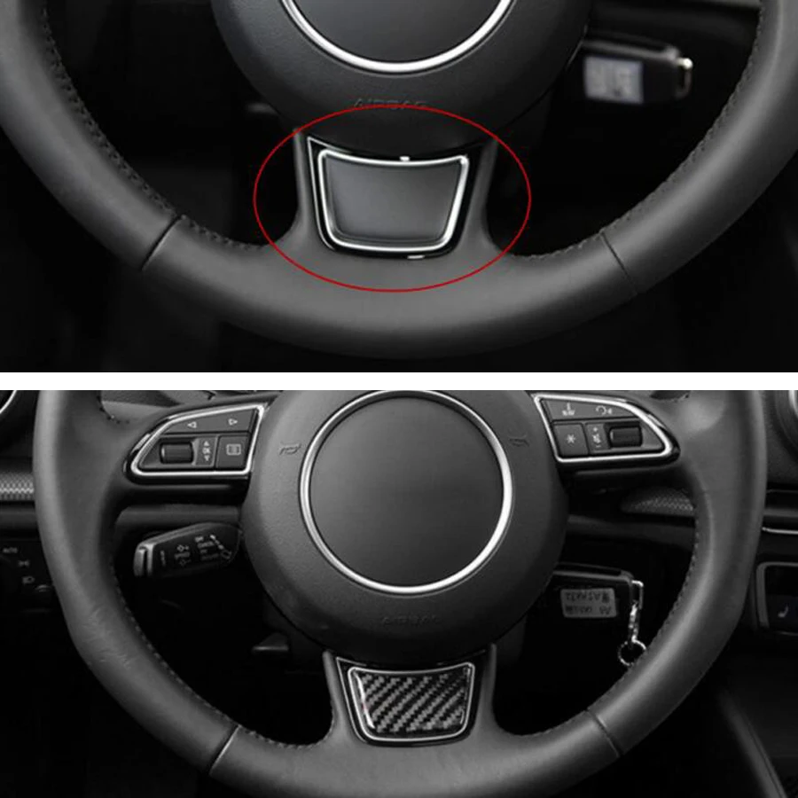 YAQUICKA Carbon Fiber Car Interior Steering Wheel Trim Cover Sticker For Audi A1 A3 A4 A5 A6 Q3 Q5 Q7 S3 S4 S5 S6 S7 etc |
