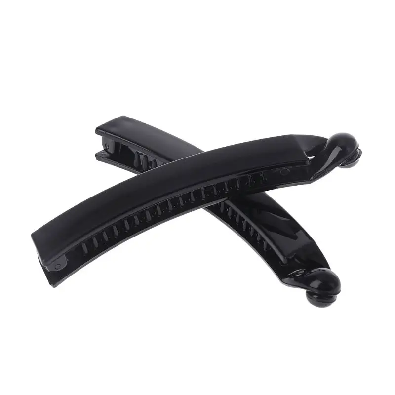 2 Pieces 10 cm Banana Hair Clips Black Square Head Plastic Barrette Ponytail Holder | Scrunchie