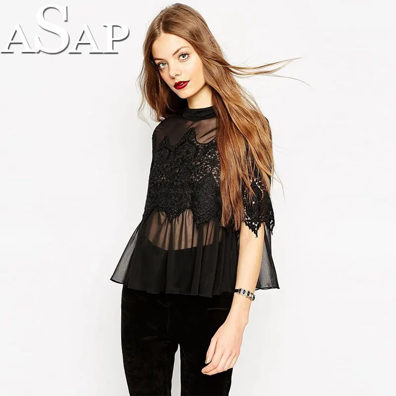 Как можно скорее Женщина 2016 Blusas Де Renda женщина для Кимоно Женщин Рубашка Y Camisas Mujer