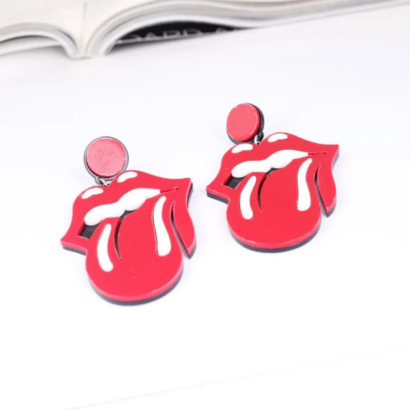 Euramerican Exaggerated Funny Red Lips Tongue Women Female Sexy Mouth Nightclub Hiphop Acrylic Drop Earrings Fashion Gift E18154 | Украшения
