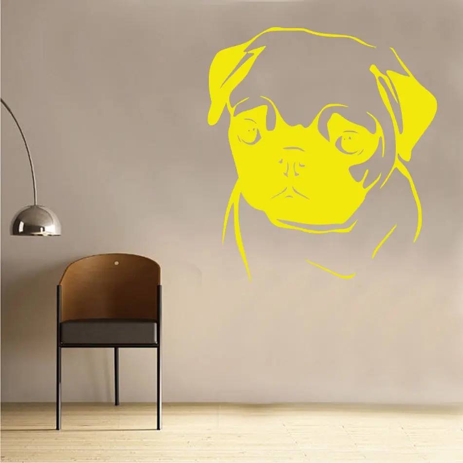 Наклейка на стену в виде мопса для девочек | Дом и сад