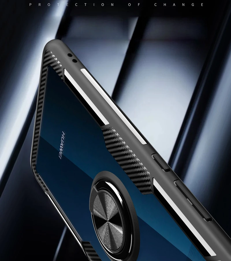 Huawei mate 20 Lite чехол Роскошный прозрачный PC+ углеродное волокно защитное кольцо магнетизм телефон оболочка для mate 20 Lite Caque
