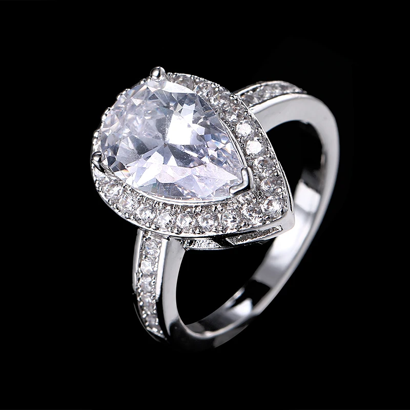 Кольцо EMMAYA JEWELS с фианитом ААА в форме капли воды украшение 3 зубцами и
