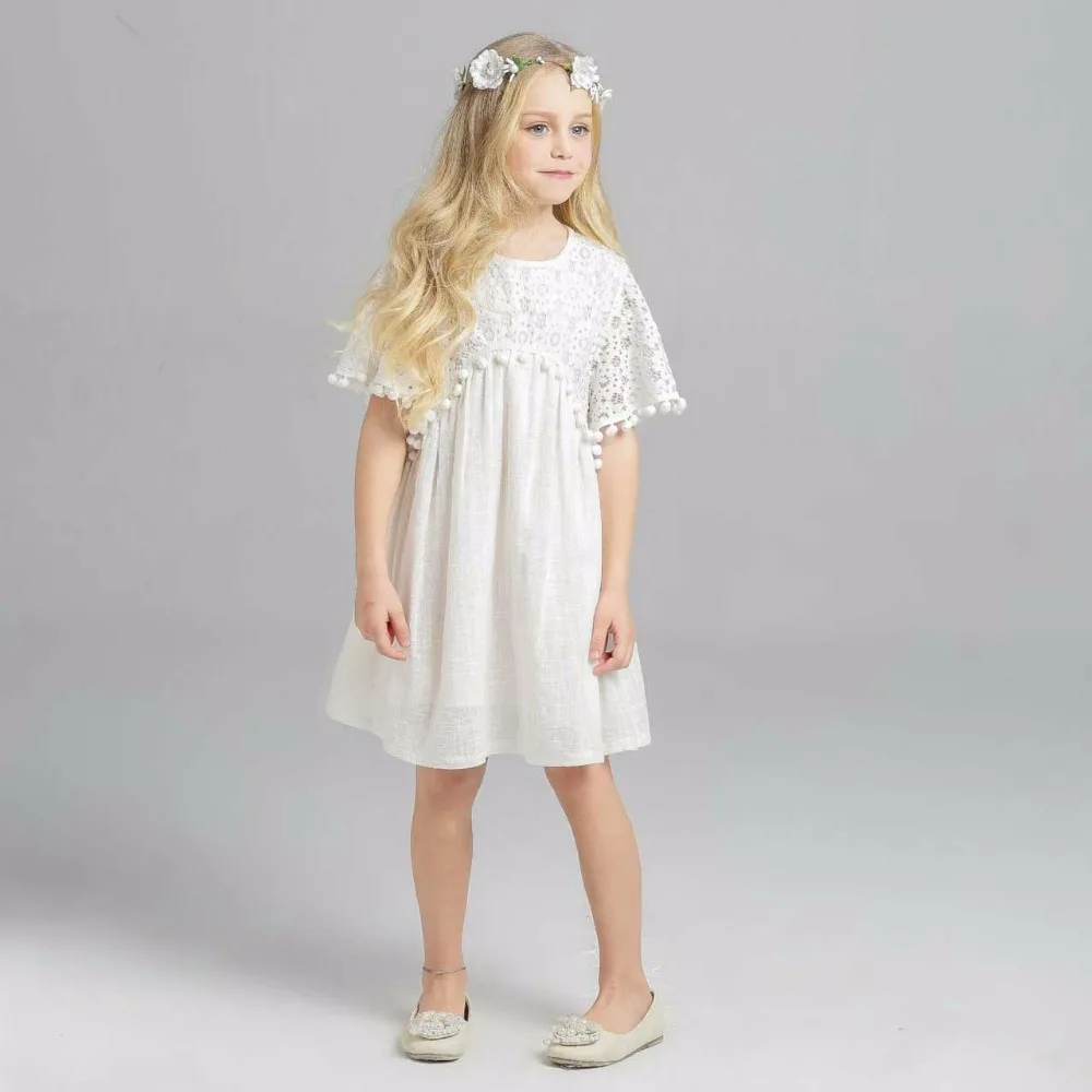 Женское кружевное ажурное платье everweek новинка 2017 белое летнее для девочек