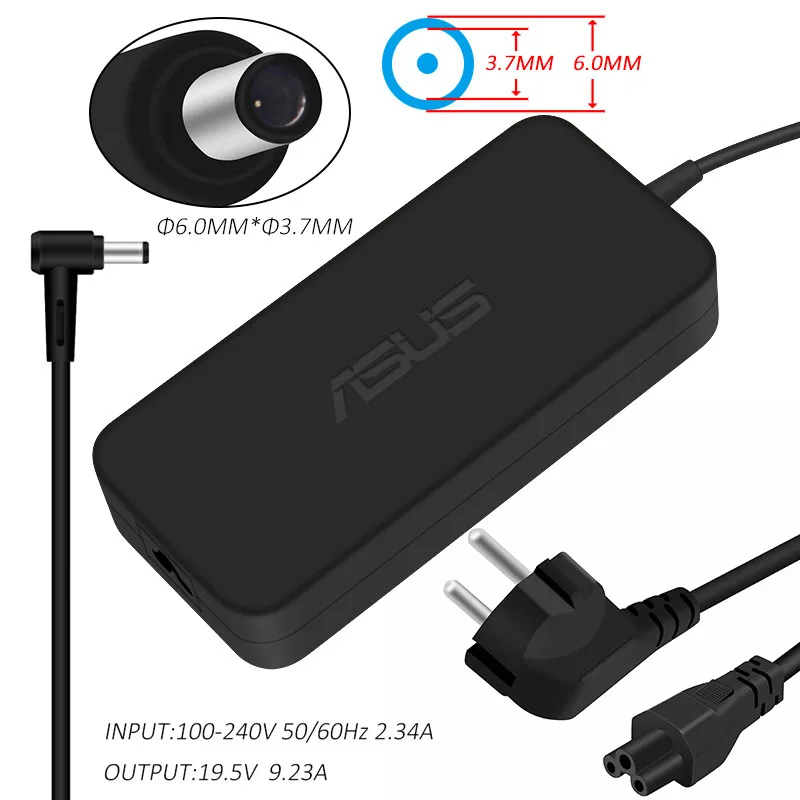 ASUS 19,5 V 9.23A 180 Вт 6,0*3,7 мм AC адаптер ноутбука Мощность зарядное устройство с адаптером для путешествий для Asus FX86SM FX86F ROG GM501GM GX531GM GL504G - Цвет: EU Version