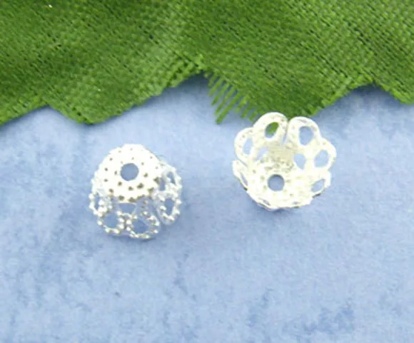 DoreenBeads бусины из сплава крышки цветок посеребренные (подходит для бусин 8-10 мм)