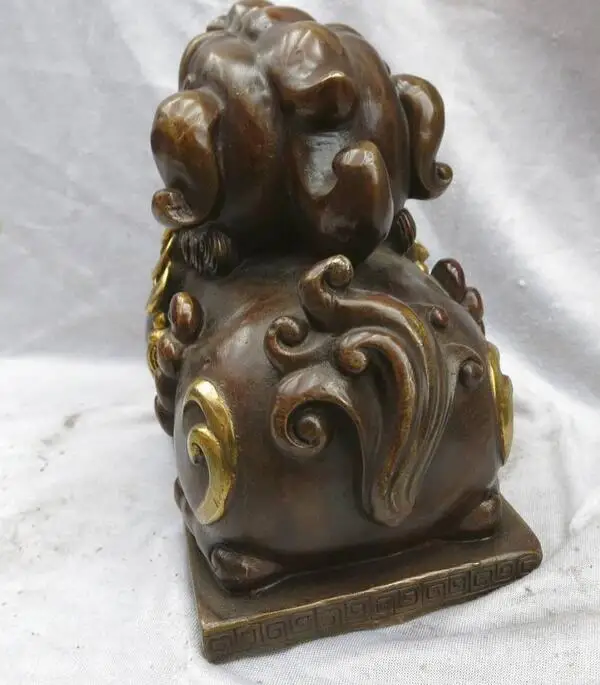 7 &quotКитай латунь позолотить фэн-шуй таунхаус деньги рисунок Foo Товары для собак