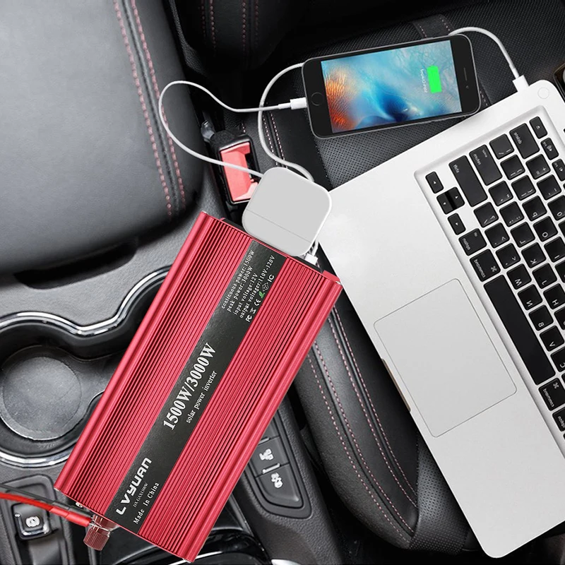 Двойной USB 3000 Вт портативный автомобильный инвертор зарядное устройство