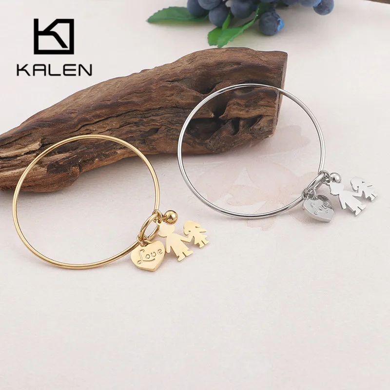 Женский классический браслет KALEN золотого цвета из нержавеющей стали 58 мм с