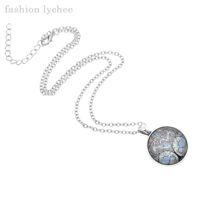 Модное ожерелье lychee с подвеской в виде абстрактного дерева жизни со стеклянным