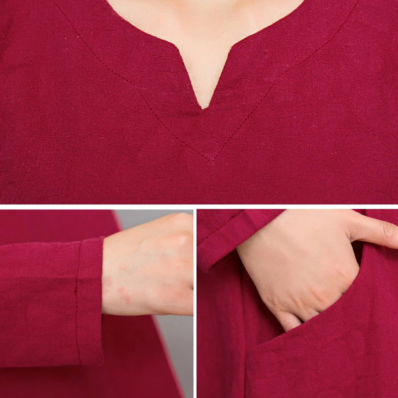 2016 женская мода осень Хлопок Белье Платья женские V-образным Вырезом С Длинным