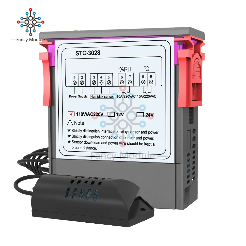110V-220V Двойной цифровой регулятор температуры 12V 24V 110 V-220 V STC-3028 10A термостат контроль влажности термометр контроллер гигрометра - Цвет: 110V-220V