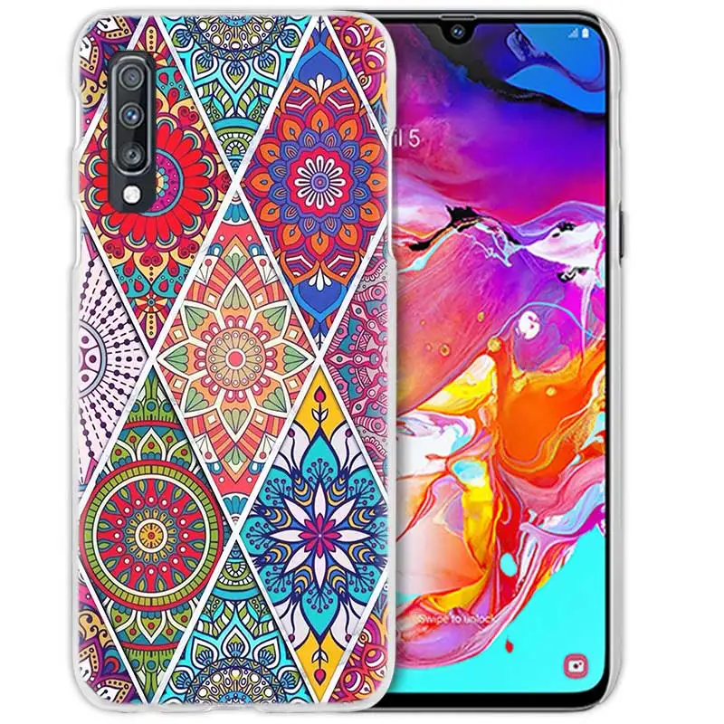 10 Чехол с изображением цветка мандалы решетки чехол для samsung Galaxy A50 A8 A6 плюс A70 A20e A40 A30 A20 A10 A9 A7 Прозрачные Жесткие защитные чехлы чехол для телефона - Цвет: 10