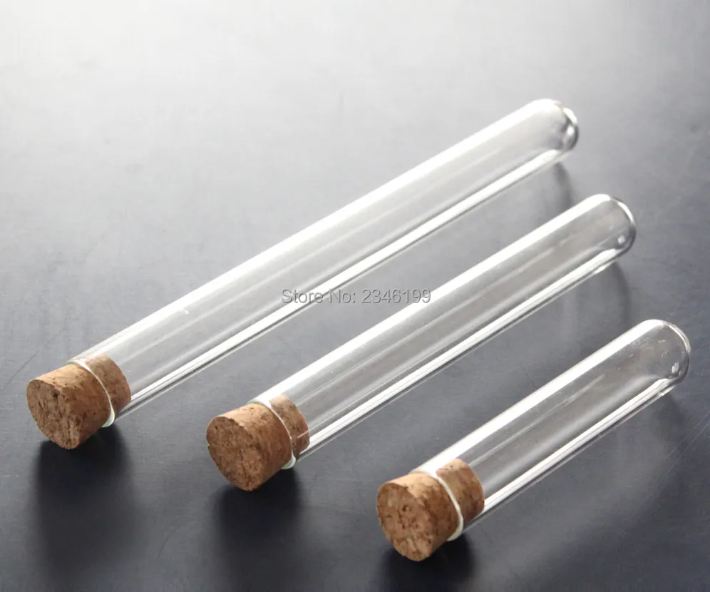 Прозрачная пустая стеклянная бутылка пробирка с Пробковой Крышкой и круглым