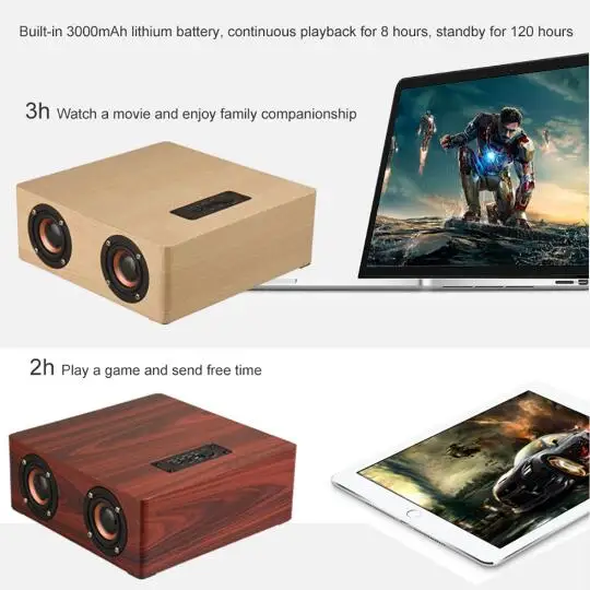 Hi-Fi Многофункциональный Bluetooth 4 2 деревянный Динамик сабвуфер Поддержка AUX TF карты