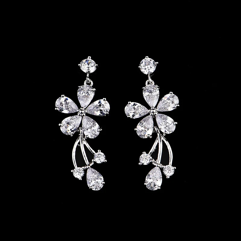 Женский Свадебный комплект из колье и серёг с фианитом|necklace and earring set|bridal wedding