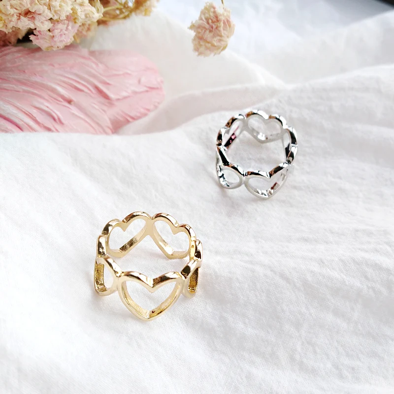 Love simple metal texture sweet versatile joint ring student day Korean girl personality fashion female | Украшения и аксессуары