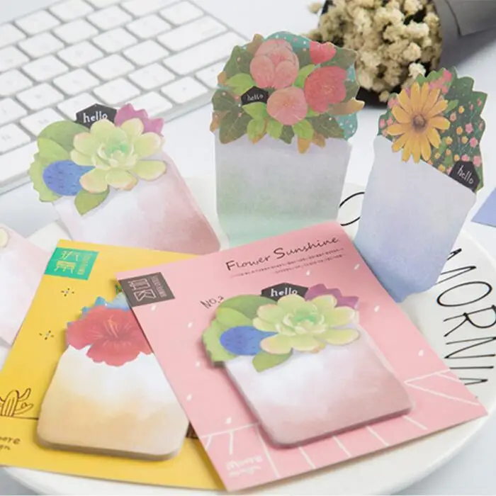 4 шт./лот Солнечный цветок липкие Примечания Зеленый завод блокнот post it стикер