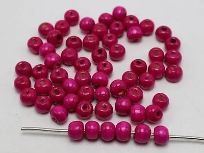 

500 Hot Pink 8mm Round Wood Beads~Wooden Spacer Beads Jewelry Making